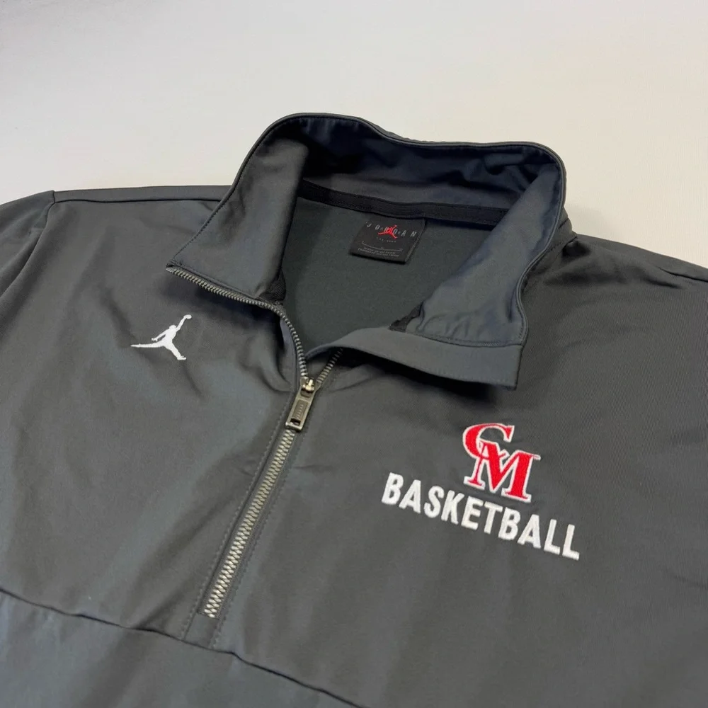 Nike Air Jordan Men's 1/4 Zip Long Sleeve Basketball Shirt Pullover‎ Gray Large